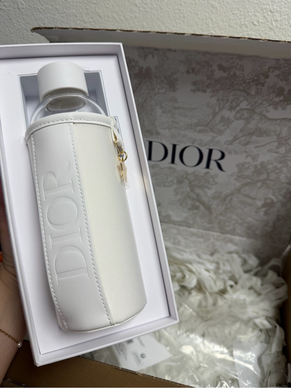 Dior white glass bottle with cover